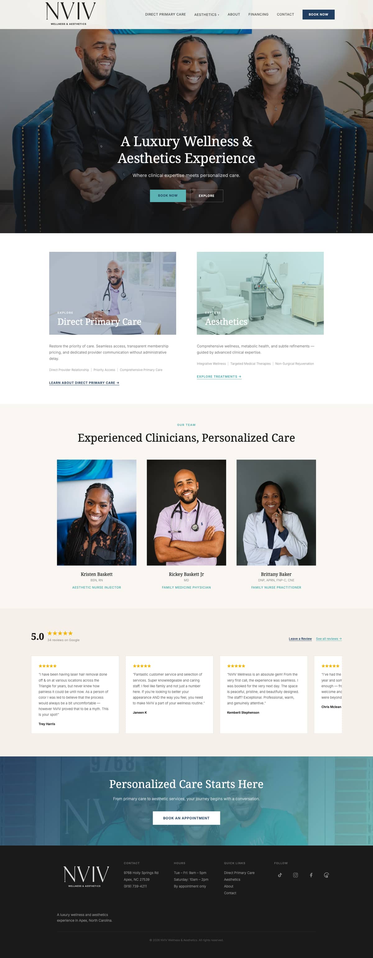 The new NVIV Wellness home page.